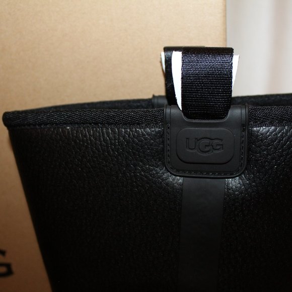 NIB UGG RAINCLOUD TALL LEATHER SHEARLING LINED‎ WINTER RAIN BOOTS BLACK - Picture 4 of 7